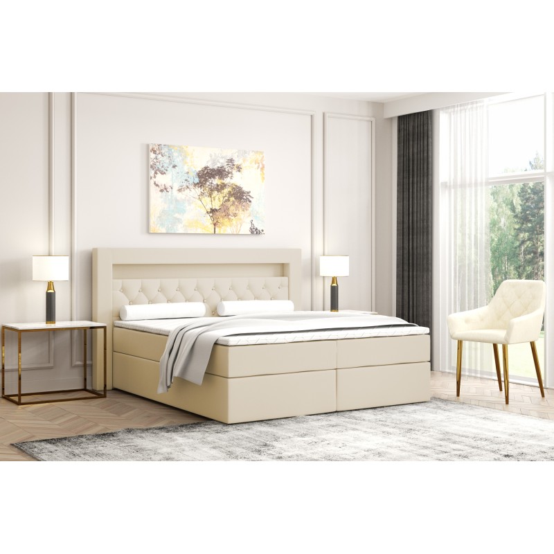 Boxspringbett NIKO 6 mit LED mit Bettkasten, H3/H4 Matratze & Topper