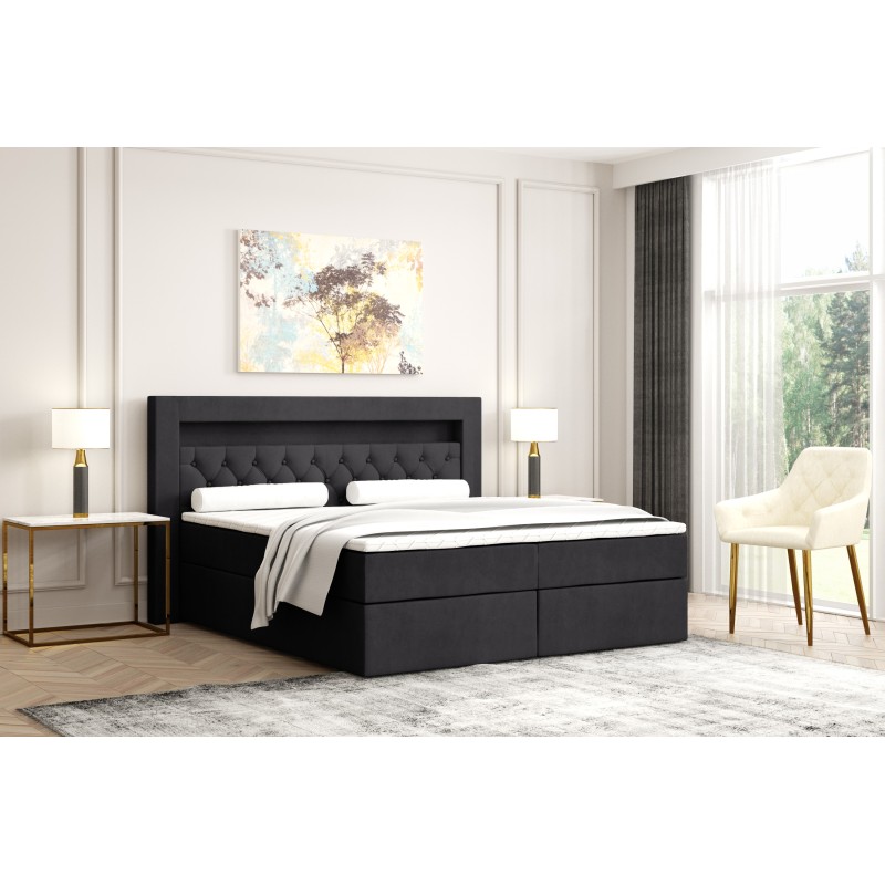 Boxspringbett NIKO 6 mit LED mit Bettkasten, H3/H4 Matratze & Topper
