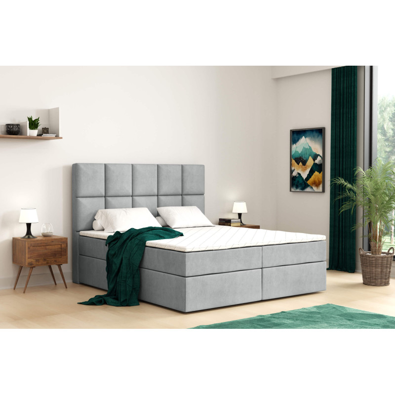 Boxspringbett PORTO mit Bettkasten, H3/H4 Matratze & Topper