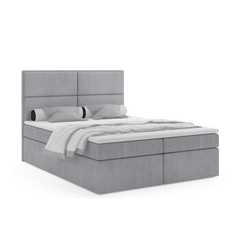 Boxspringbett NEPTUN mit Kopfteil mit gepolsterten Paneelen & Stauraum