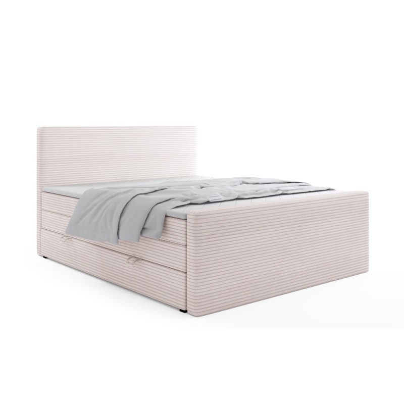 Boxspringbett POSETTO KING aus Cordstoff mit Doppelmatratze & Topper