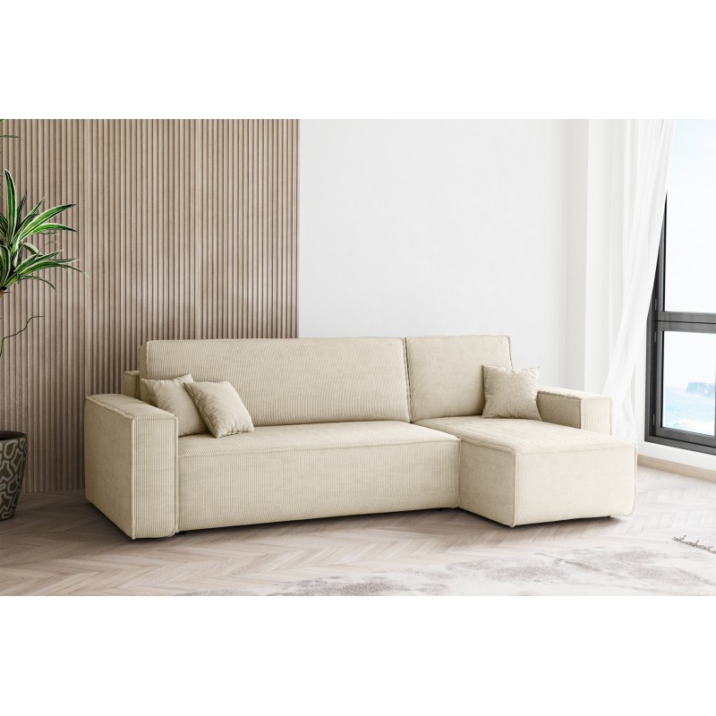 Ecksofa SONIC L-Form / Cord / mit Schlaffunktion & Bettkasten / 244 x 145 cm