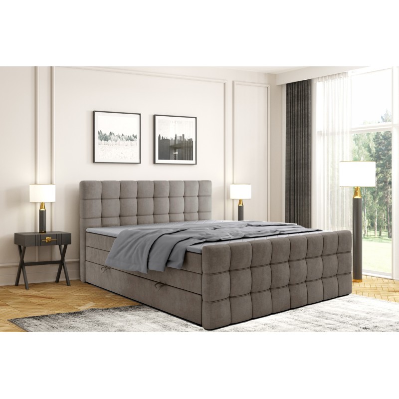 Boxspringbett IGANTE KING mit Doppelmatratze Bettkasten & Topper