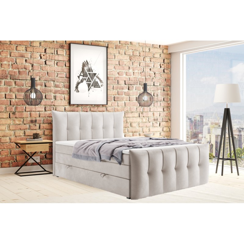 Boxspringbett PREMIUM KING mit Bettkasten, Doppelmatratze & Topper